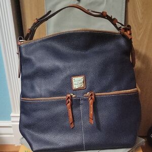 Dooney & Bourke Navy and Tan Shoulder Bag